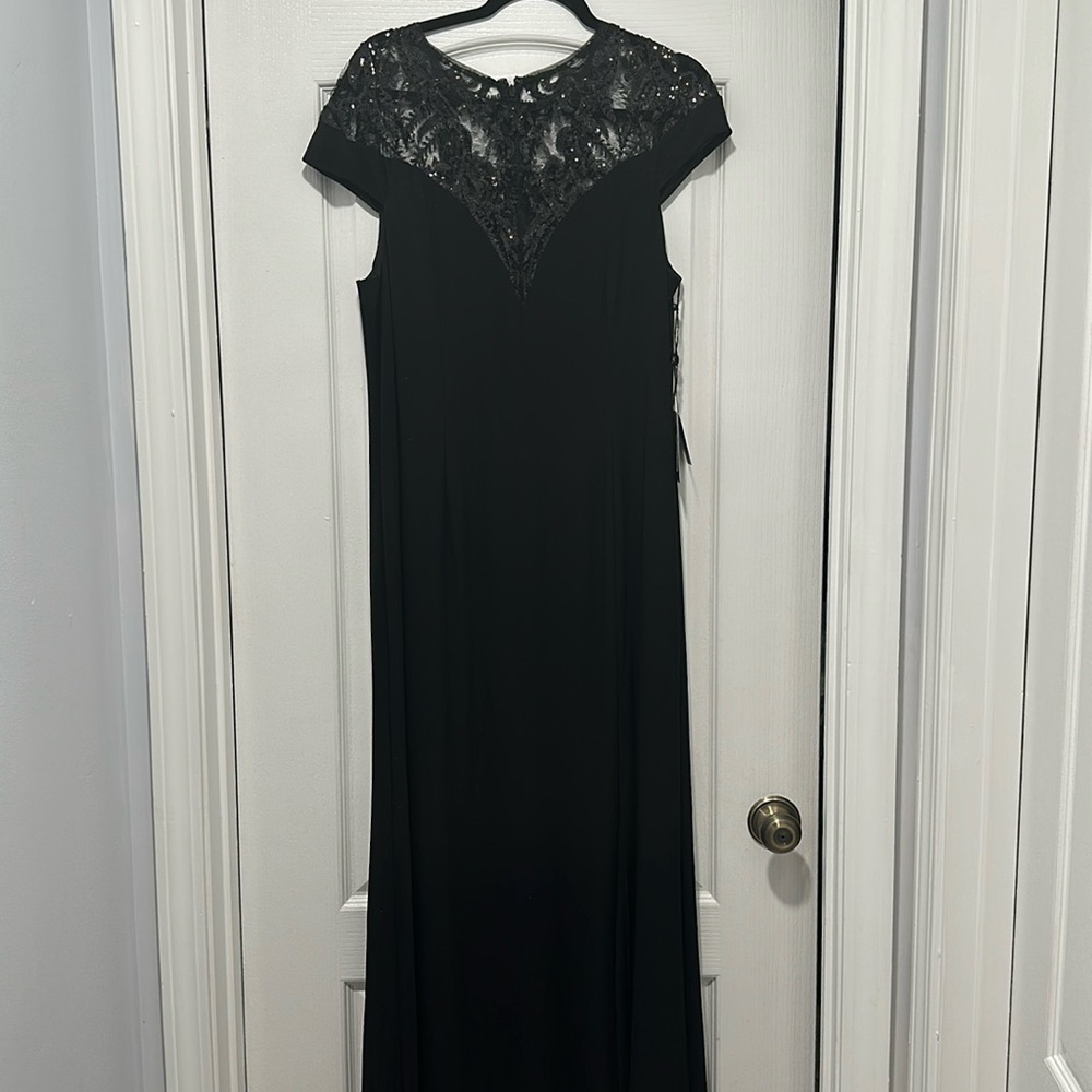 Adrianna Papell Black Sequin Jersey Dress